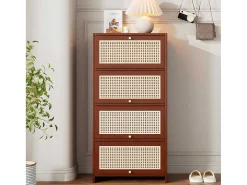 Multifunctioneel Rotan Opbergmeubel - 1 Lade En 3 Vakken - Bruin-ModernLuxe Hot