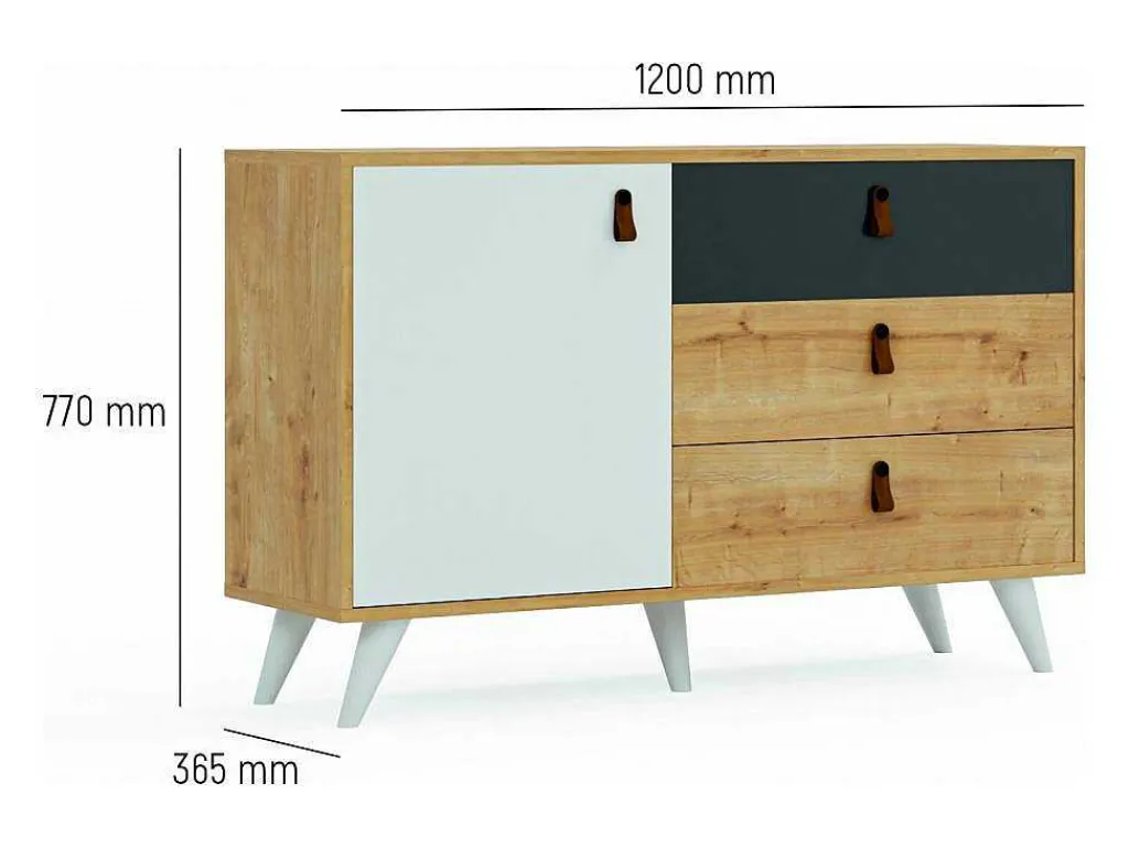 Multifunctionele Kast Pera - Eik - 120X36,5X77 Cm --EPIKASA