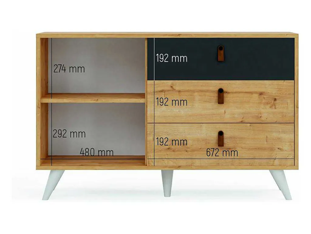 Multifunctionele Kast Pera - Eik - 120X36,5X77 Cm --EPIKASA