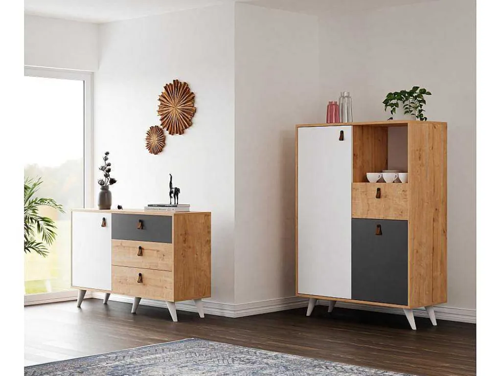 Multifunctionele Kast Pera - Eik - 120X36,5X77 Cm --EPIKASA