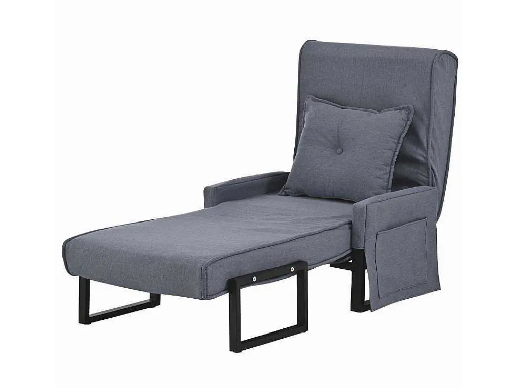 Multifunctionele Ligstoel Met Kussen - Om Te Bouwen Tot Fauteuil - Linnen Stof - Grijs-ModernLuxe New