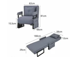 Multifunctionele Ligstoel Met Kussen - Om Te Bouwen Tot Fauteuil - Linnen Stof - Grijs-ModernLuxe New