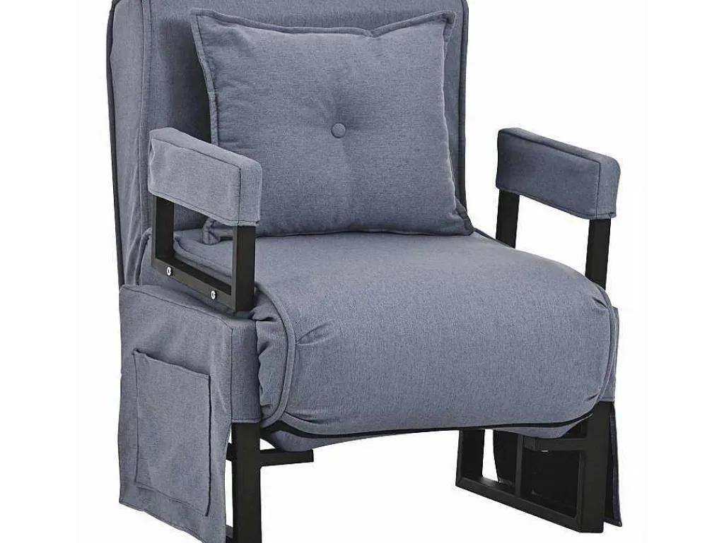 Multifunctionele Ligstoel Met Kussen - Om Te Bouwen Tot Fauteuil - Linnen Stof - Grijs-ModernLuxe New