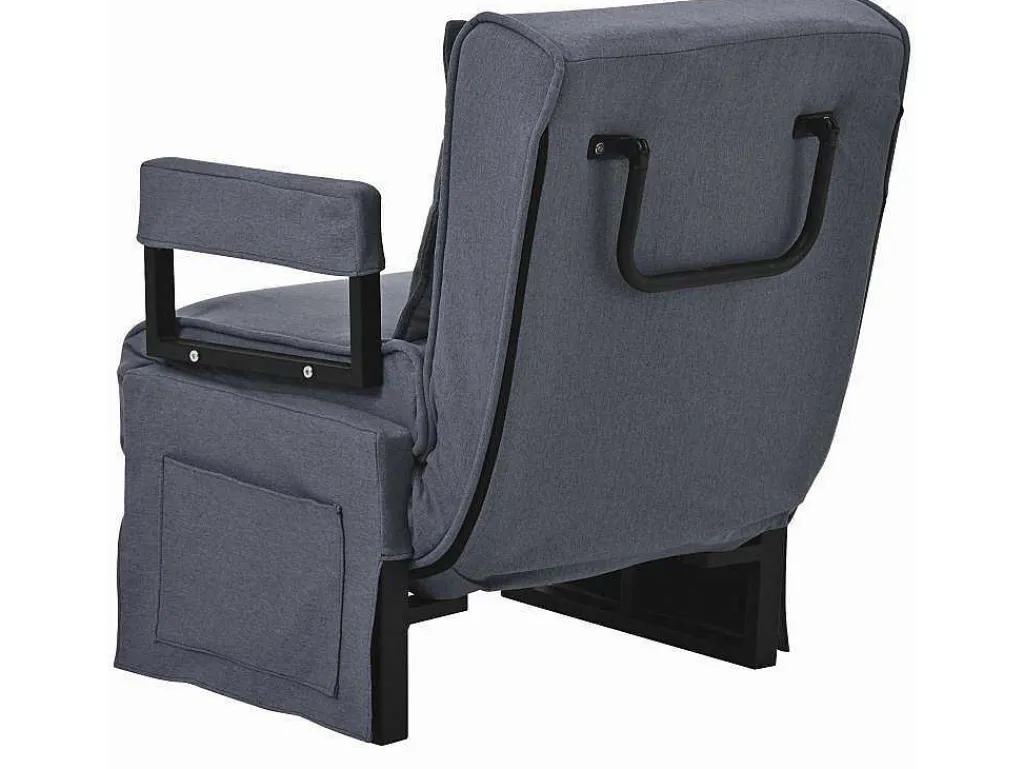 Multifunctionele Ligstoel Met Kussen - Om Te Bouwen Tot Fauteuil - Linnen Stof - Grijs-ModernLuxe New
