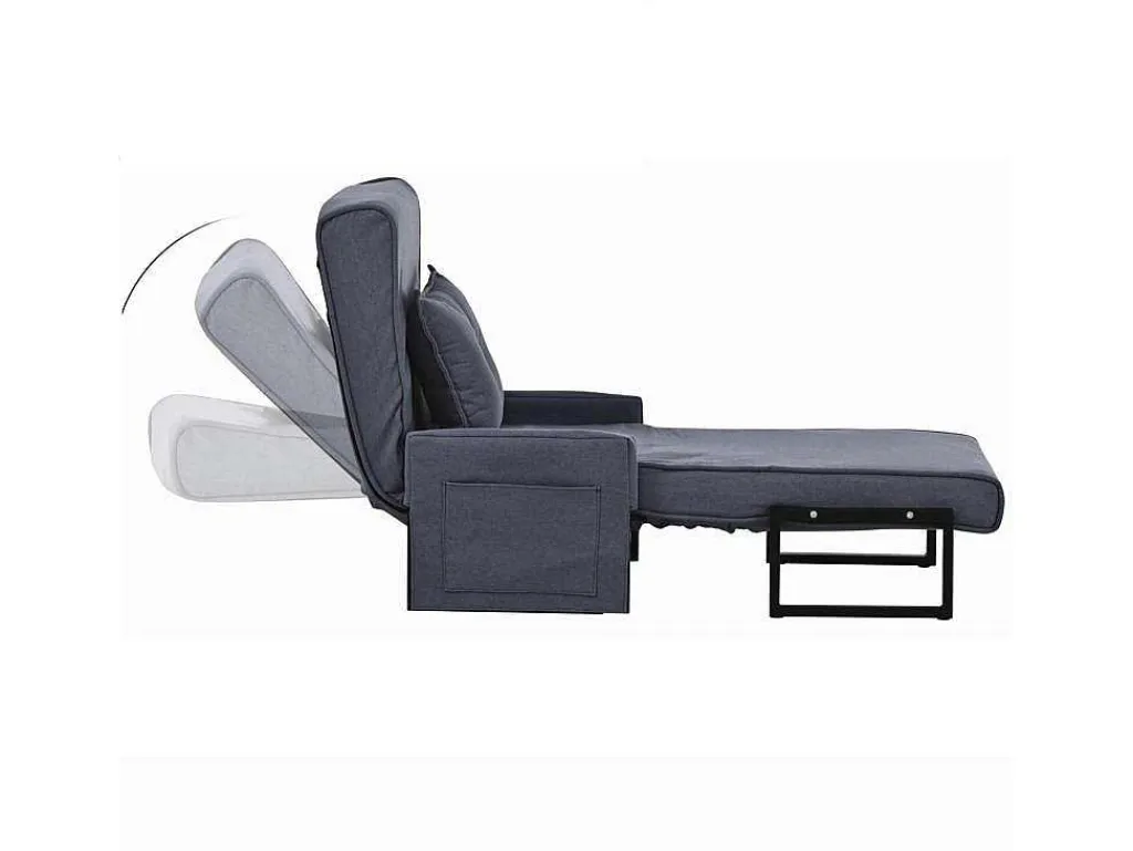 Multifunctionele Ligstoel Met Kussen - Om Te Bouwen Tot Fauteuil - Linnen Stof - Grijs-ModernLuxe New