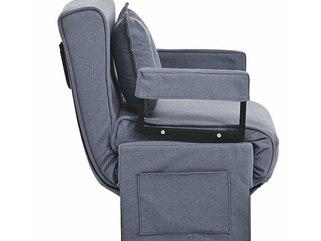 Multifunctionele Ligstoel Met Kussen - Om Te Bouwen Tot Fauteuil - Linnen Stof - Grijs-ModernLuxe New
