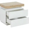 Nachtkastje - 2 Lades - Gelakt Mdf - Met Ledverlichting - Kleur: Wit En Eiken - Halo Ii-Vente-unique Hot