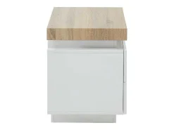 Nachtkastje - 2 Lades - Gelakt Mdf - Met Ledverlichting - Kleur: Wit En Eiken - Halo Ii-Vente-unique Hot
