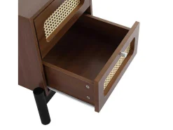 Nachtkastje - 2 Pvc Rotan Lades Met Zwarte Poten - Bruin-ModernLuxe New