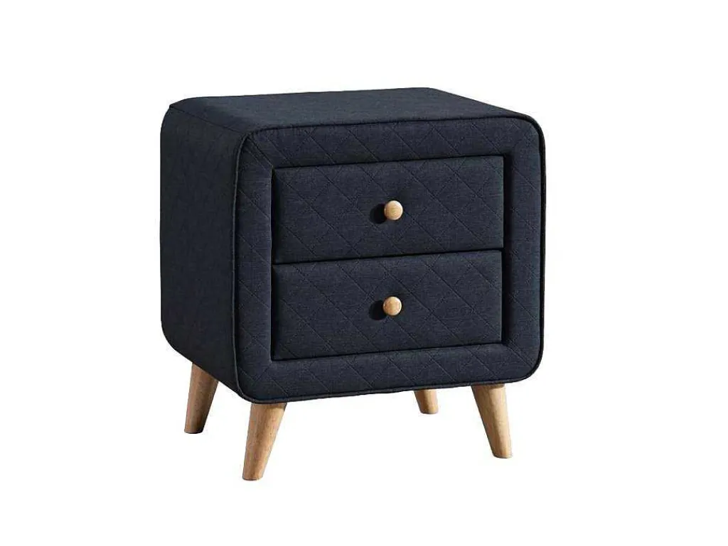 Nachtkastje Elide - Scandinavisch - 2 Laden - Blauwe Stof-Vente-unique New