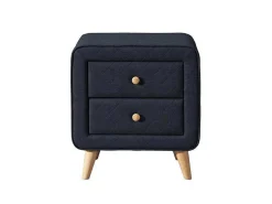 Nachtkastje Elide - Scandinavisch - 2 Laden - Blauwe Stof-Vente-unique New