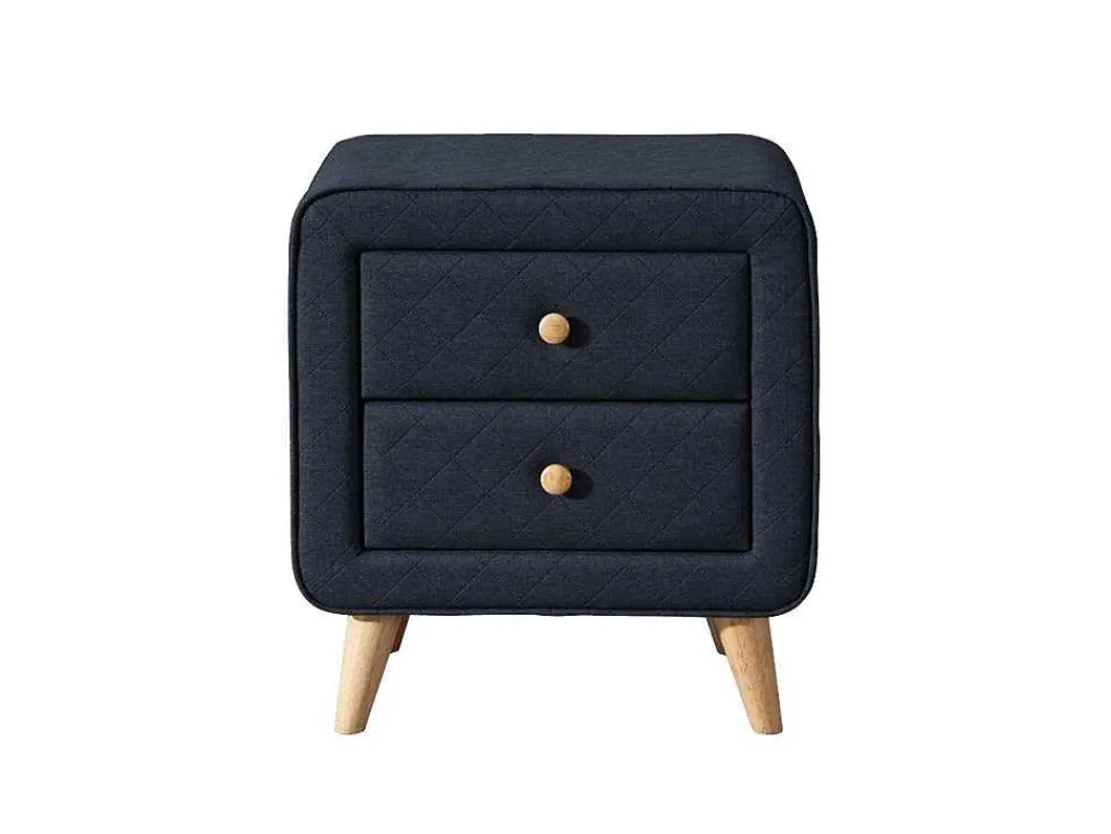 Nachtkastje Elide - Scandinavisch - 2 Laden - Blauwe Stof-Vente-unique New