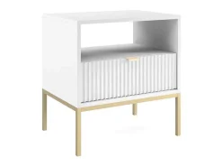 Nachtkastje Met 1 Lade En 1 Nis - Wit En Goudkleurig - Liouba Ii Van-PASCAL MORABITO Outlet