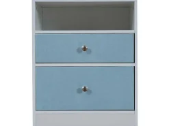 Nachtkastje Met 2 Laden En 1 Nis - Wit En Hemelsblauw-ModernLuxe Discount