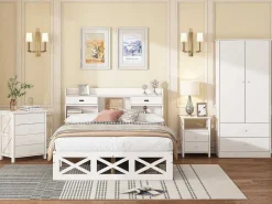 Nachtkastje Met 2 Laden En 1 Compartiment In Spaanplaat - Wit-ModernLuxe Online
