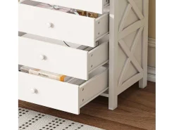 Nachtkastje Met 4 Lades - Spaanplaat - Wit-ModernLuxe
