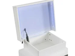 Nachtkastje Met Led In 16 Kleuren - 3 Laden En 1 Ladekast - Stof Kunstleer - Wit-Vente-unique