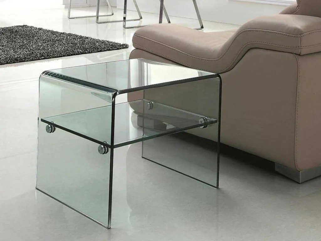 Nachtkastje Van Gehard Glas - 1 Nis - Stileos-Vente-unique Online