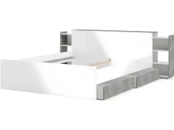 Nada Hoofdbord Met Opbergruimte 160 Cm, Betondecor/Wit Hoogglans.-Vente-unique Online