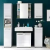Nanobad Badkamerkast 1 Deur Betonsteen Decor, Wit Hoogglans.-Trendteam Outlet