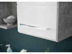 Nanobad Badkamerkast 1 Deur Betonsteen Decor, Wit Hoogglans.-Trendteam Outlet