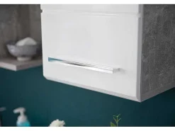Nanobad Badkamerkast 1 Deur Betonsteen Decor, Wit Hoogglans.-Trendteam Outlet