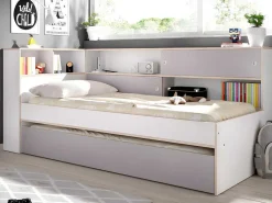 Nestbed Met Opbergruimte - 90 X 200 En 90 X 190 Cm - Wit En Grijs + Bedbodem - Losiana-Vente-unique Discount