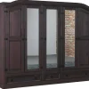 New Mexico 5-Deurs Kledingkast Bruin Met Spiegel.-Vente-unique Hot