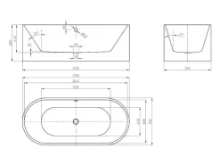 [New Version]Vrijstaande Design Badkuip Katoucha 170*75*58 Cm-Shower & Design Clearance