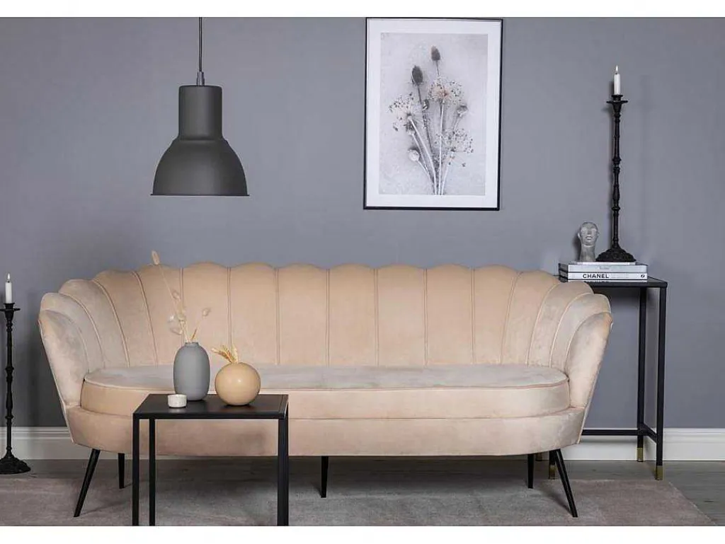 Nice Bank 3 Persoons Velours Beige.-Vente-unique Clearance