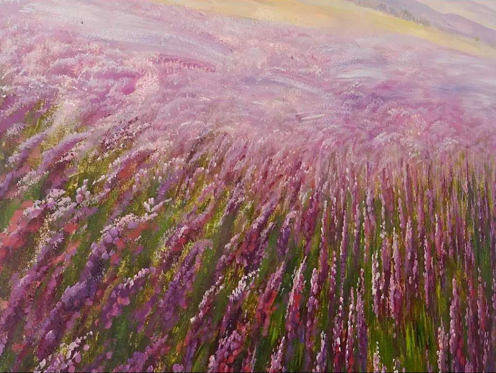 Olieverfschilderij Bloemenveld Handgeschilderd-Vente-unique