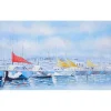 Olieverfschilderij Boten Handgeschilderd-Vente-unique Sale