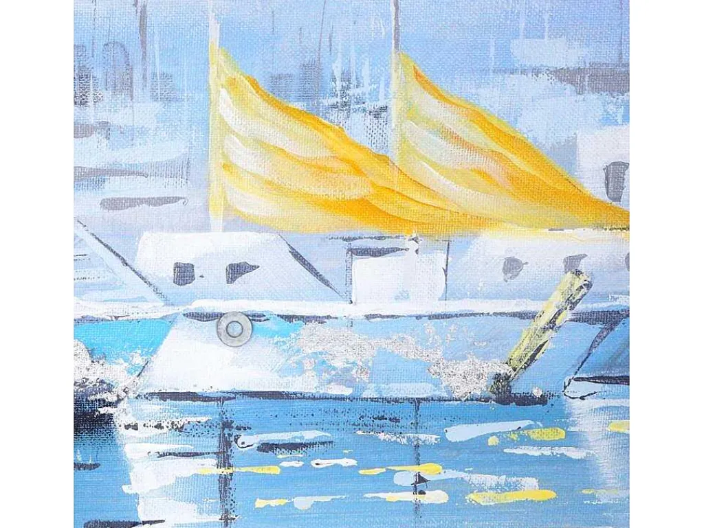 Olieverfschilderij Boten Handgeschilderd-Vente-unique Sale