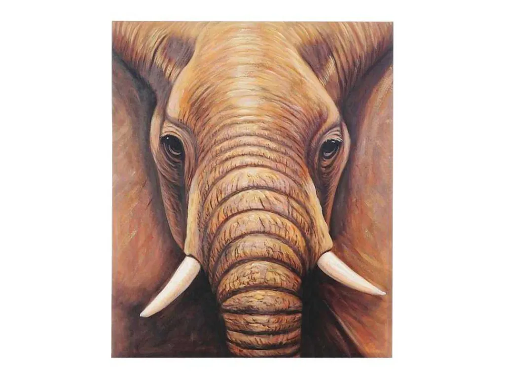 Olieverfschilderij Close-Up Olifant Handgeschilderd-Vente-unique Clearance