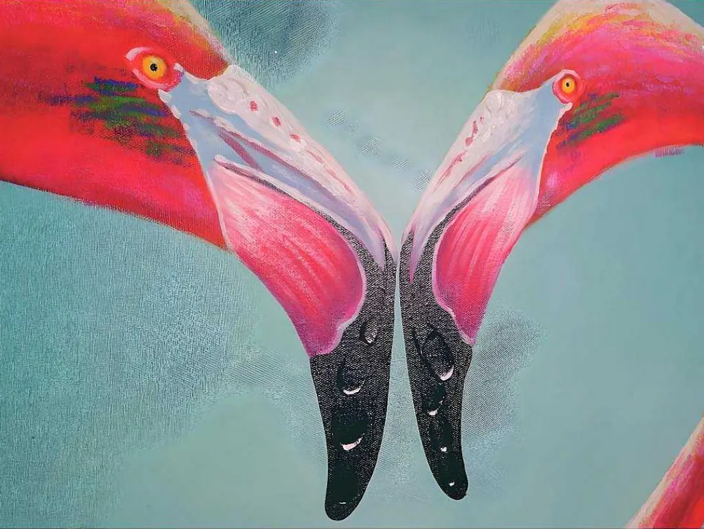 Olieverfschilderij Flamingo Handgeschilderd-Vente-unique Best