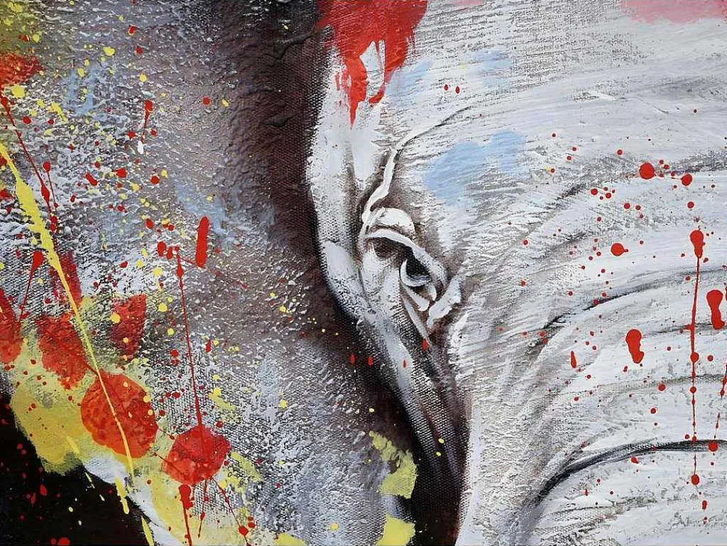 Olieverfschilderij Olifant Mcw-H25 Handgeschilderd, 150X100Cm-Vente-unique