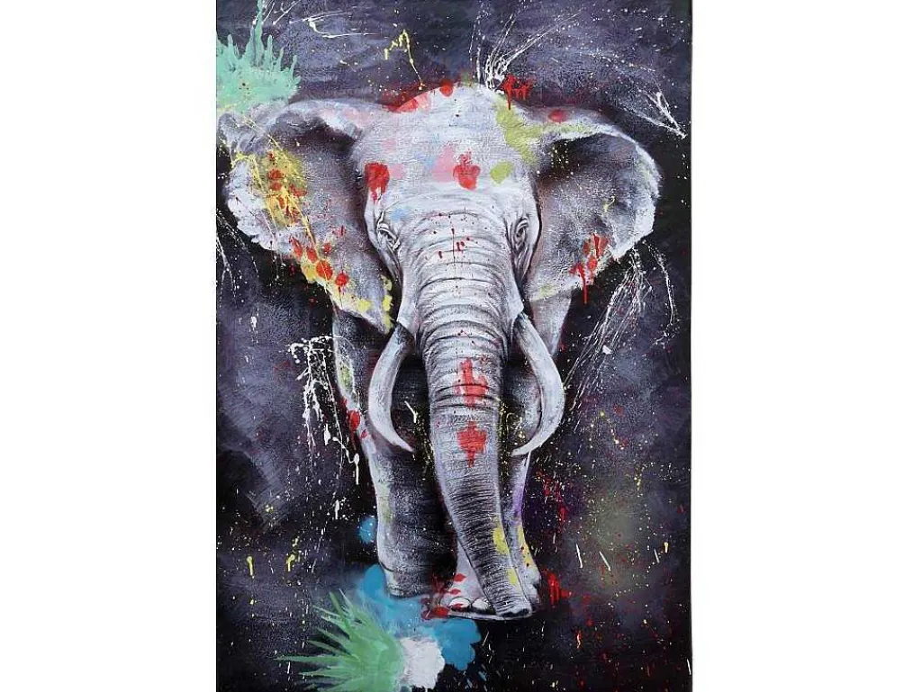 Olieverfschilderij Olifant Mcw-H25 Handgeschilderd, 150X100Cm-Vente-unique