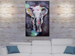 Olieverfschilderij Olifant Mcw-H25 Handgeschilderd, 150X100Cm-Vente-unique