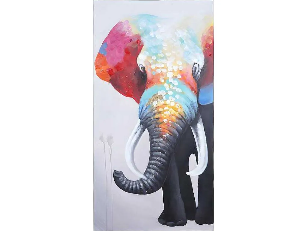 Olieverfschilderij Olifant Ii Handgeschilderd-Vente-unique Clearance