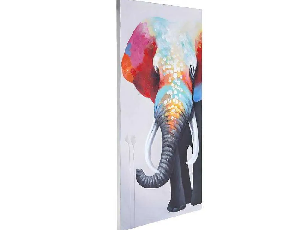 Olieverfschilderij Olifant Ii Handgeschilderd-Vente-unique Clearance