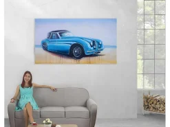 Olieverfschilderij Vintage Auto Handgeschilderd-Vente-unique New