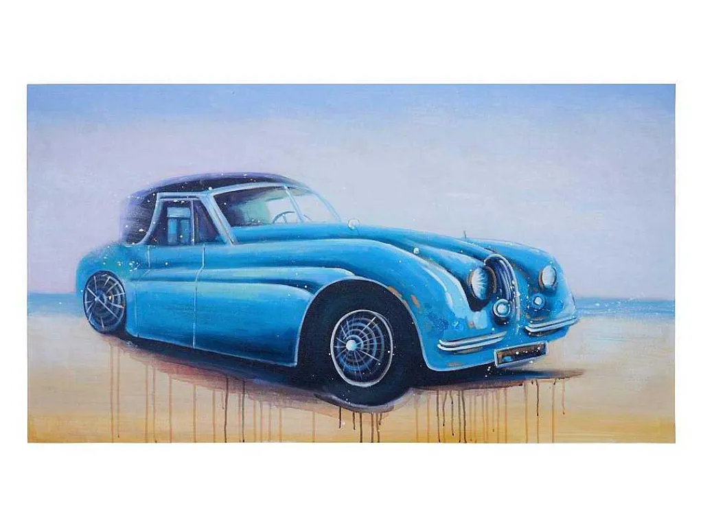 Olieverfschilderij Vintage Auto Handgeschilderd-Vente-unique New