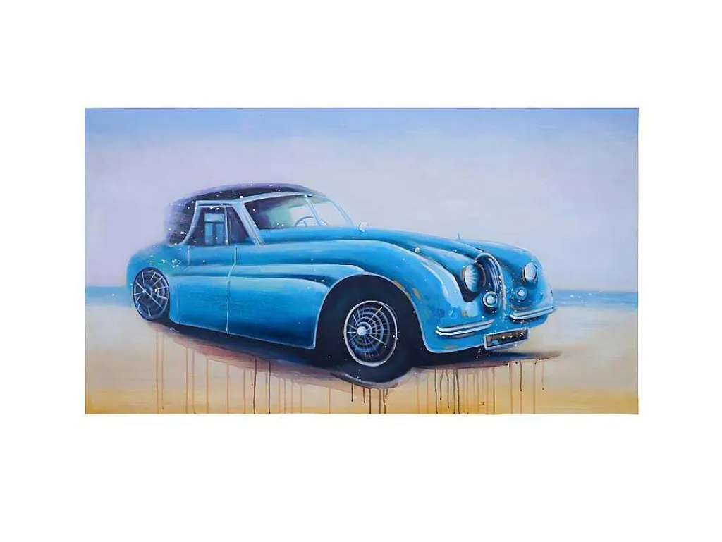 Olieverfschilderij Vintage Auto Handgeschilderd-Vente-unique New