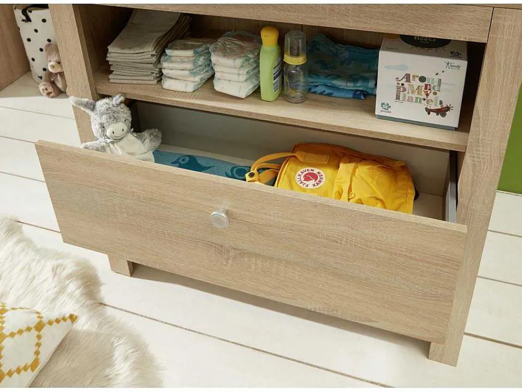 Olja Commode Met 2 Lades En 1 Plank, Eiken Decor.-Vente-unique Online