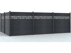 Omheining H181 Cm - Set Van 7 Latten In Composiet Met Decoratie + 1 Antraciet Paal - Enola-EXPERTLAND New