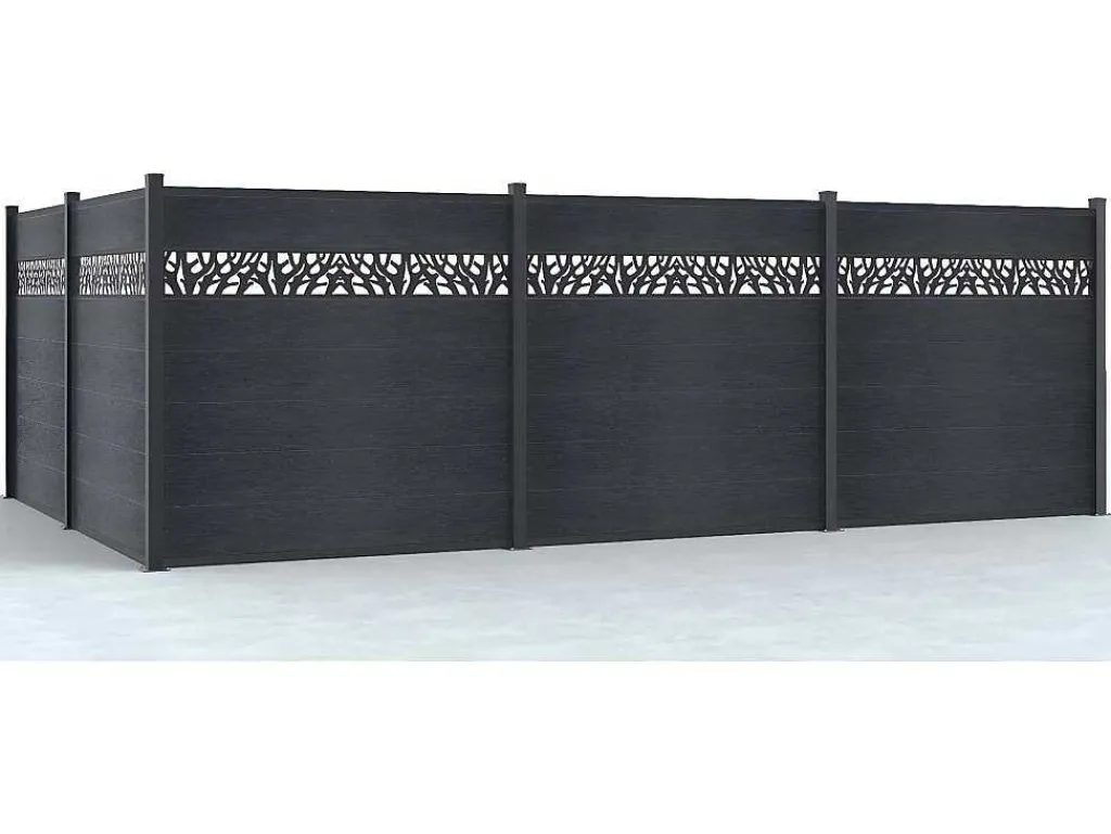 Omheining H181 Cm - Set Van 7 Latten In Composiet Met Decoratie + 1 Antraciet Paal - Enola-EXPERTLAND New