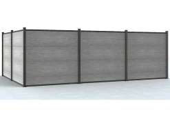 Omheining H181 Cm - Set Van 7 Latten In Composiet + 1 Lichtgrijze Paal - Enola-EXPERTLAND Discount
