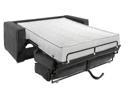 Omkeerbare Driezits-Express-Slaapbank Van Antracietkleurig Ribfluweel - Bed 140 Cm - Matras 22 Cm Loreto-Vente-unique Best