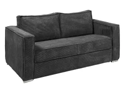 Omkeerbare Driezits-Express-Slaapbank Van Antracietkleurig Ribfluweel - Bed 140 Cm - Matras 22 Cm Loreto-Vente-unique Best