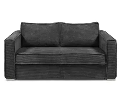 Omkeerbare Driezits-Express-Slaapbank Van Antracietkleurig Ribfluweel - Bed 140 Cm - Matras 22 Cm Loreto-Vente-unique Best